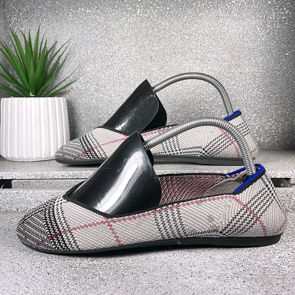 Retired Rothy’s ‘The Flat’ Grey Glen Plaid Flats Shoes Size 9.5 - Picture 7 of 8